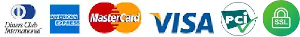 Accepted payment methods: Diners Club, American Express, Mastercard, Visa. PCI and SSL secured.